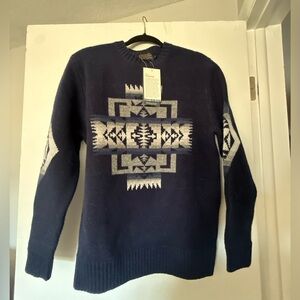 Pendleton Chief Joseph Navy Wool Crewneck - Men’s Small